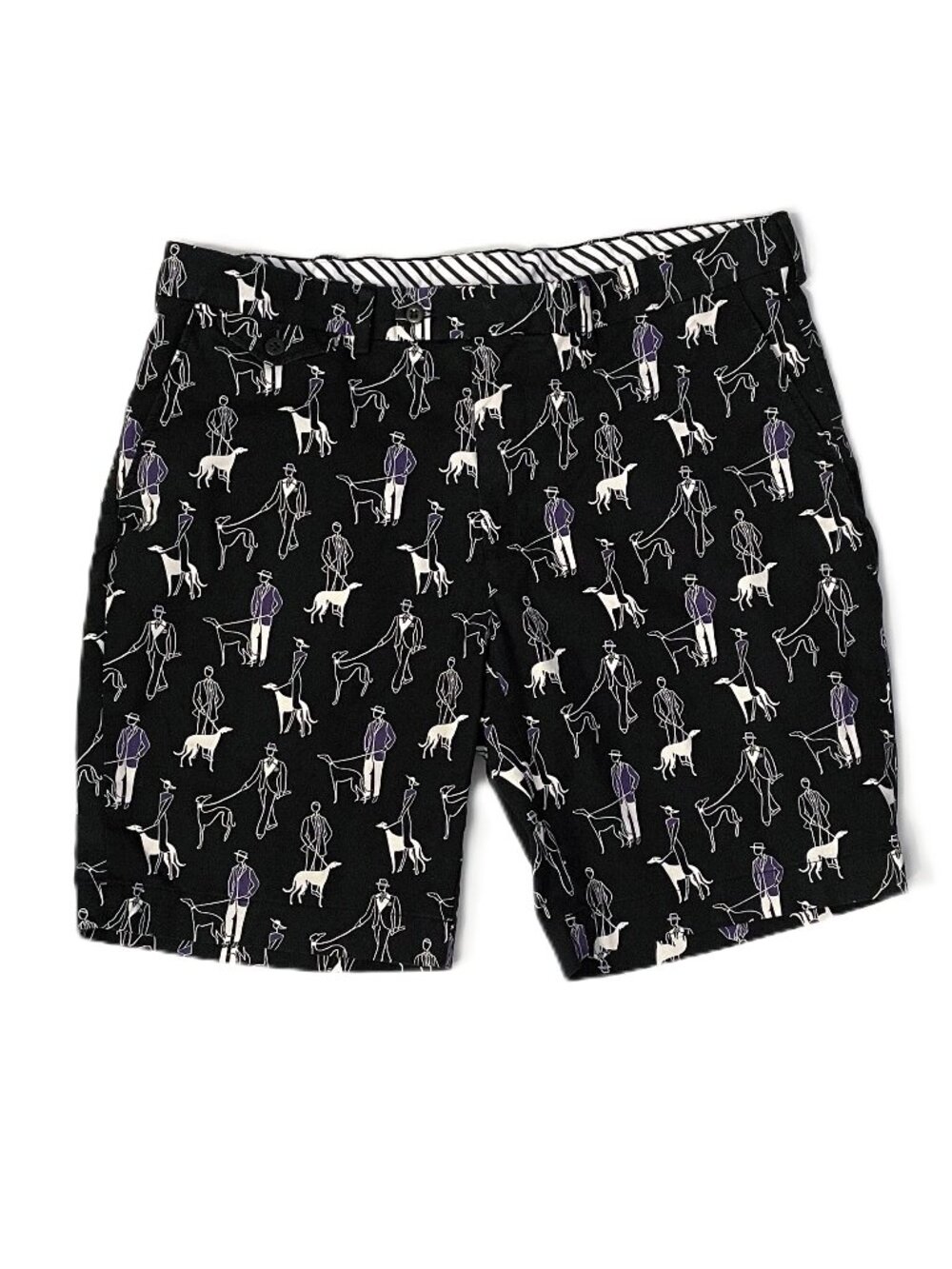 Polo Golf Ralph Lauren Shorts Mens 36 Black Greyhound Dog Walk All Over Print